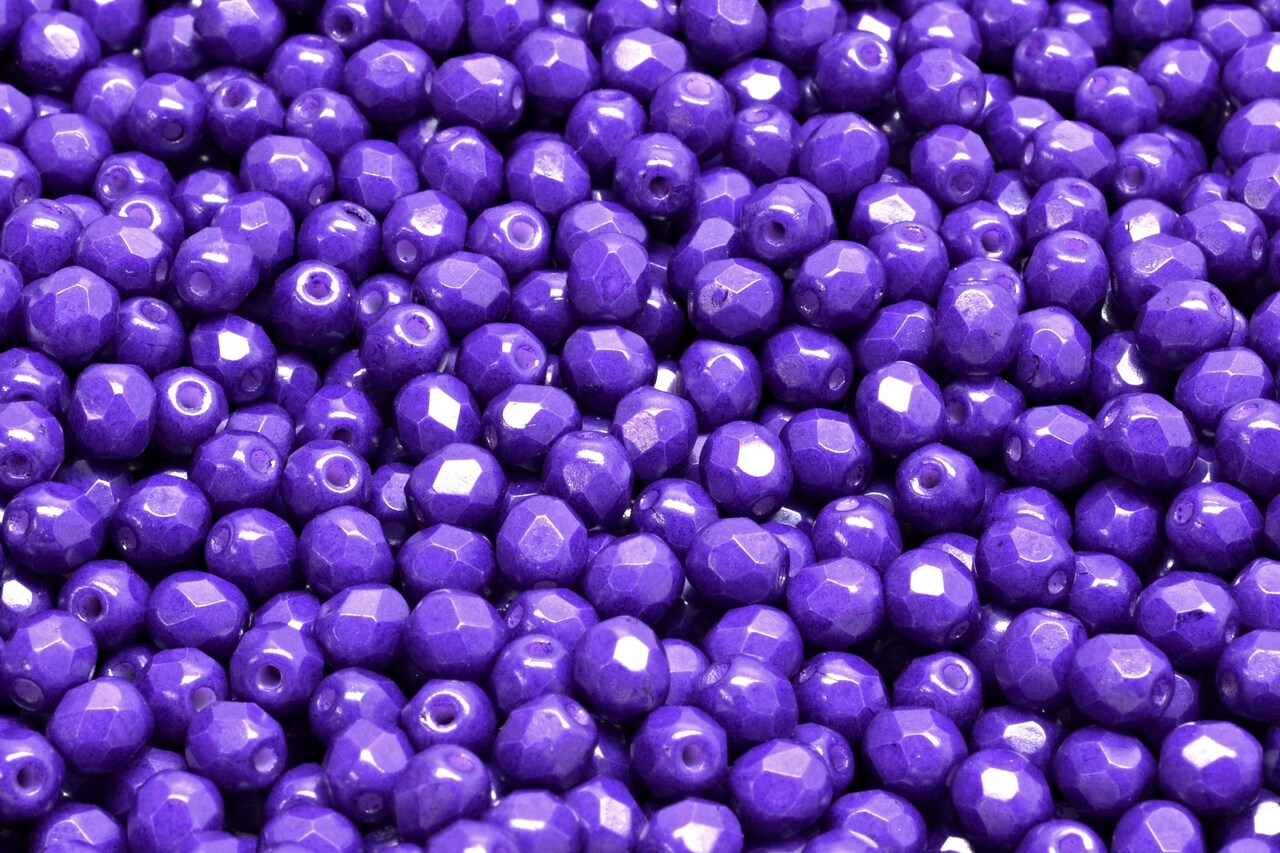4mm Czech Fire Polish Beads, Terra Intensive Purple, 50 pieces